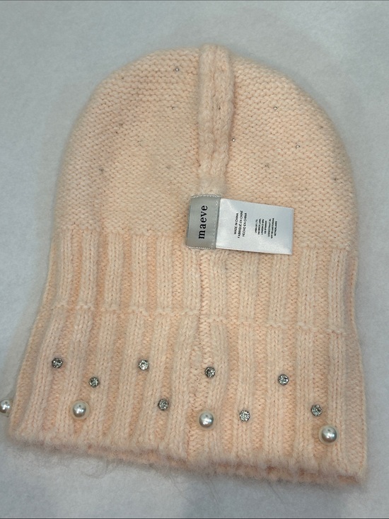 Maeve anthropologie apricot pastel pearl & Rhinestone Knit Beanie Women one size main image 5